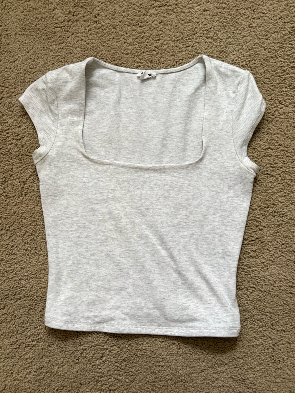 Garage Square Neck Short Sleeve Top - Mauve and Light Gray - Picture 4 of 6